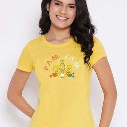 Kook N Keech Disney Women Yellow Typography Printed T-shirt-image-70