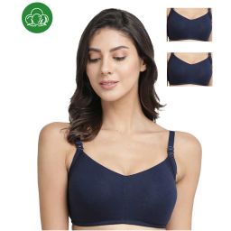 Inner Sense Organic Antimicrobial Soft Feeding Bra with Removable Pads Pack of 3 - Blue-picture-45