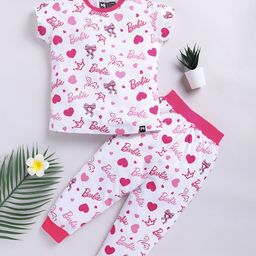YK X Minute Mirth Girls Barbie Printed Pure Cotton T-shirt and Joggers-image-67