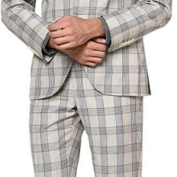 Men 3 PIECE Checkered Suit-image-2