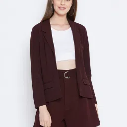 Women Blazer and Pant Set Solid Suit-image-30