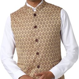 Geometric Print Men Waistcoat-14
