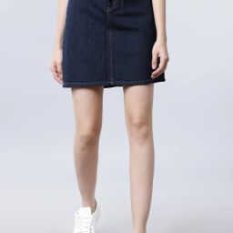 Women Solid A-line Blue Skirt-image-58