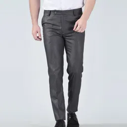 ad & av Men Regular Fit Grey Cotton Blend Trousers-picture-32