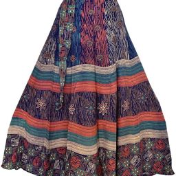Women Floral Print Flared Multicolor Skirt-image-52