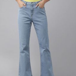 Women Boot-Leg High Rise Blue Jeans-image-67