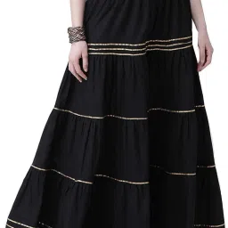 Women Flared Black Viscose Rayon Trousers-image-11