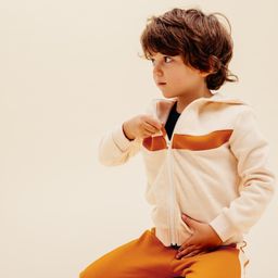 Baby's Zip-Up Sweatshirt - Plain Beige-picture-28