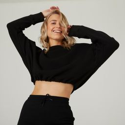 Women's Sweater Cropped Drawstring 520 For Gym-Black-image-96