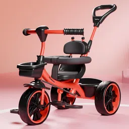 Lifelong Kids Harness Parental Control Tricycle with EVA wheels , Bell & Storage Basket|Baby Trike|Age Group 1 Years to 4 Years Carrying Capacity upto 25 kgs, Red/Black-picture-27