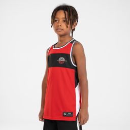 Kids' Reversible Sleeveless Basketball Jersey T500R - Red/Black-image-74