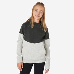 Kids' Breathable Cotton Hoodie 500 - Heathered Light Grey/Black-21