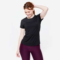 Short Sleeves Fit Women's Basic T-Shirt-Smoked Black-image-93