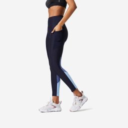 Women Gym Leggings Polyester With Phone Pocket - Blue-image-62