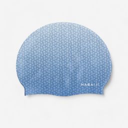 Adult Swimming Cap Silicone 56-60 cm Geo White Blue-image-3