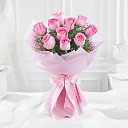 Impressive 10 Pink Roses Bouquet-image-2