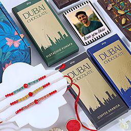 Trio Yellow Beads Rakhi Gift Box-image-2