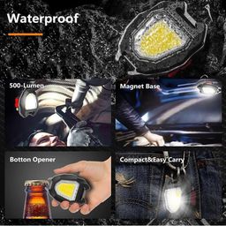 LED Rechargeable Magnetic Flashlights with Lighter | Bright LED Keychain | Screwdriver, Bottle Opener | 6 Lighting Modes & Display Cigar Lighter & Survival Whistle, Bottle Opener (Emergency COB Light) image 5