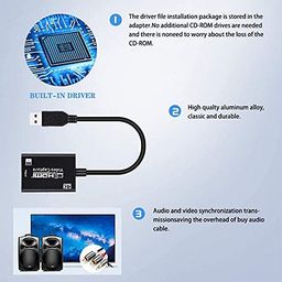 MICROWARE HDMI Video Audio Capture Card 1080P 30Fps HDMI to USB 3.0 HDMI Capture Device for Live Streaming Conferencing image 4