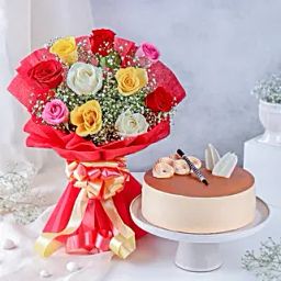 Rosey Delight Bouquet N Luscious Cake-image-31