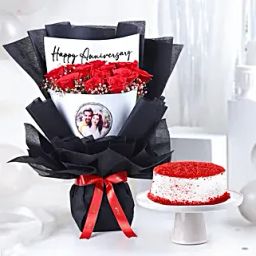 Personalised Anniversary Photo Bouquet N Cake-2
