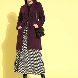 Athena Purple Suede Lace-Up Trench Coat-picture-19