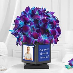 Fathers Day Blue Orchid N Green Foliage Desk Display-image-20