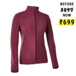 Women Sweater Full-Zip Fleece for Hiking MH100 Grape-image-83