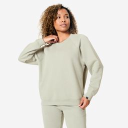 domyos Women's Fitness Brushed Fleece Sweatshirt - Sage Green-picture-2
