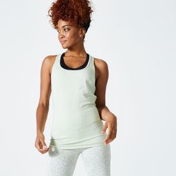 Women's Slim-Fit Fitness Tank Top 500 - Rosemary Green-image-6