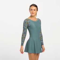 Women's 1-Piece Swimsuit Una Sleeve Light Secure Fit & Quick-Dry Green-image-80
