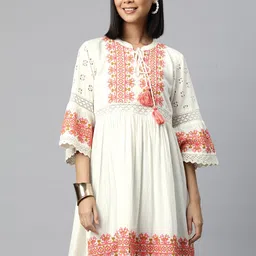 Readiprint Fashions Geometric Embroidered Thread Work Pure Cotton Pleated Kurti-picture-40