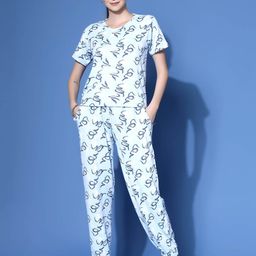 Oomph! Printed Round Neck T-shirt And Joggers Co-Ords-image-94