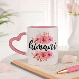 Personalized Floral Mug With Heart Handle-26