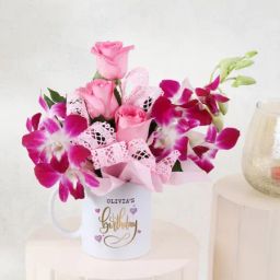 Cheerful Birthday Personalized Floret Mug-image-18