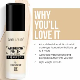 SWISS BEAUTY Airbrush Finish Full Coverage Foundation 30 ml - Shell White image 3
