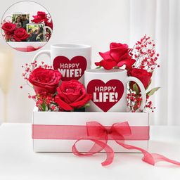 Personalized Happy Wife Happy Life Couple Mugs With Roses-image-22
