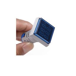 Blue AC50-500V 0-100A 22mm AD16-22FVA Square Cover LED Voltage/Current Dual Display Indicator with Transformer image 2