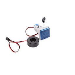 Blue AC50-500V 0-100A 22mm AD16-22FVA Square Cover LED Voltage/Current Dual Display Indicator with Transformer image 1