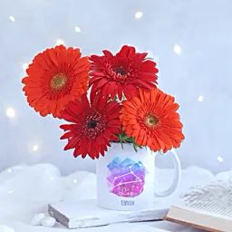 Joyful Gerberas Leo Personalised Mug-9