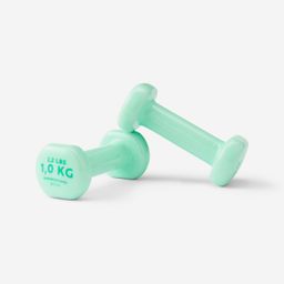1 kg PVC Dumbbells Hex Shaped with 2 Years Warranty, Green - Pack of 2-13