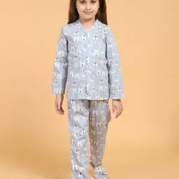 PICCOLO Girls Grey & Black Printed Night suit with Slip-on-image-93