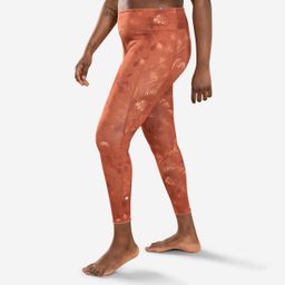 Women's Dynamic Yoga Reversible Leggings - Solid/Print Brown and Orange-image-6