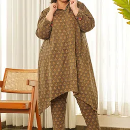 NANGALIA RUCHIRA Lirose Women Plus Size Pure Cotton Printed Tunic Top With Trouser-picture-16