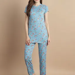 GRACIT Floral Printed Round Neck Night suit-image-74