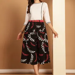 Tulsattva Printed Top With Skirt & Belt Co-Ords-image-34
