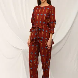 Bannos Swagger Floral Printed Pure Cotton Night Suit-image-13