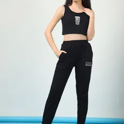 Rigo Printed Sleeveless Pure Cotton Casual Crop Top With Joggers-image-76