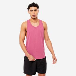 Men's Breathable Weight Training Performance Stringer Tank Top - Pink-image-45