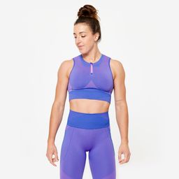 domyos Women's Seamless Crop Top - Blue/Pink-picture-22